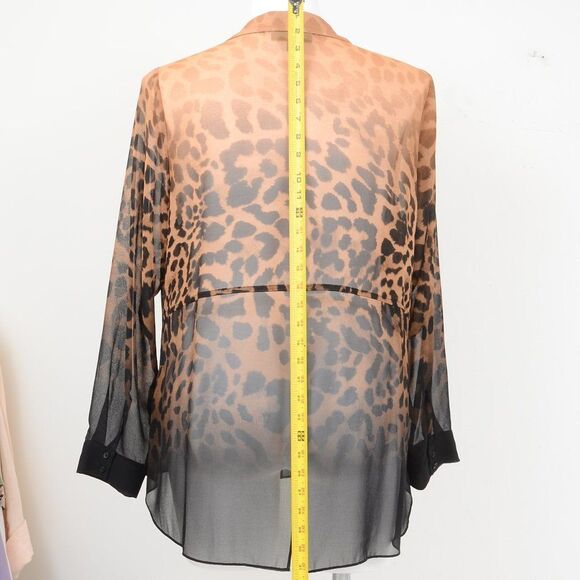 Lane Bryant Leopard Ombre Plus Size 18/20 Sheer Blouse Button Up Long Sleeve - Picture 8 of 8